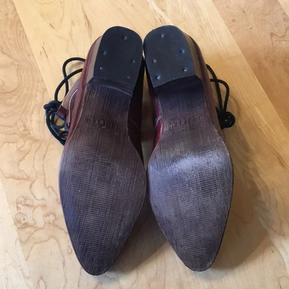 BED | STU Burgundy Leather Lace-Up Block Heel Pumps - Picture 10 of 16